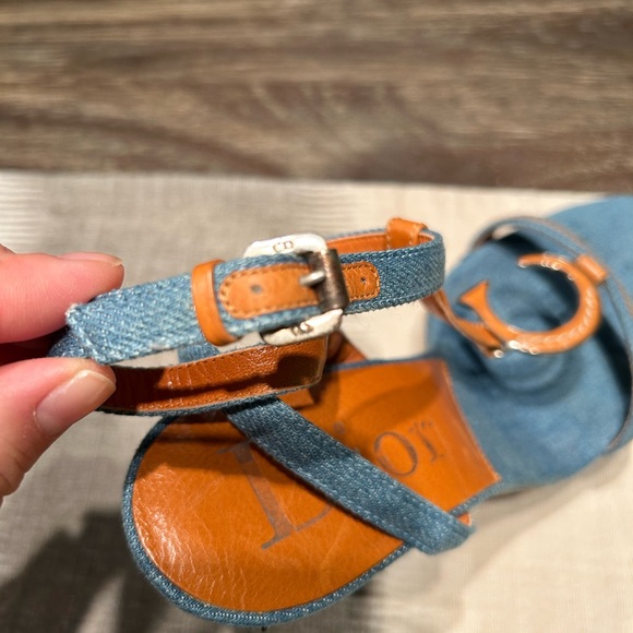 *Rare Vintage* Christian Dior Women's Denim Wedges - Picture 10 of 12